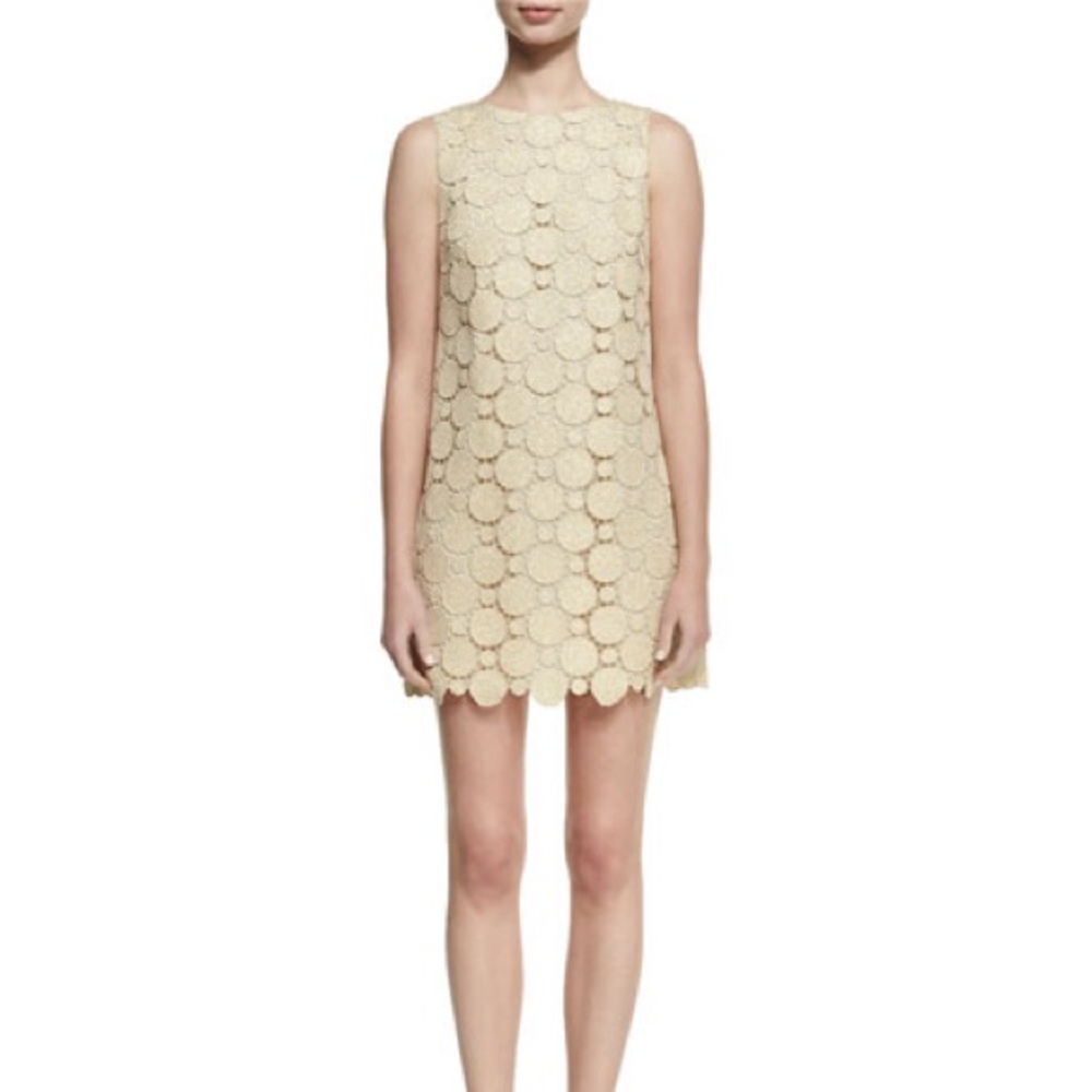 ALICE + OLIVIA•New! metallic gold Clyde a-line shift sleeveless dress 4 NWT - Picture 2 of 4